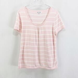 MERCER STREET STUDIO Pink Striped Scoop Neck Tee